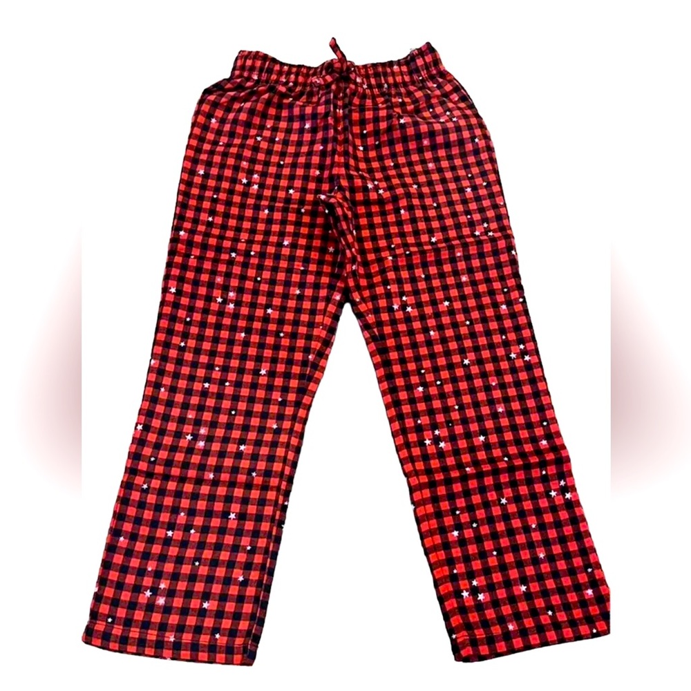 GAP Kids Pajama Pants, Red/Black Buffalo Plaid with Stars, NEW